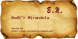 Boér Mirandola névjegykártya